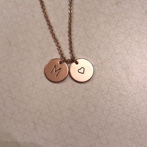 M, Heart. Gold necklace